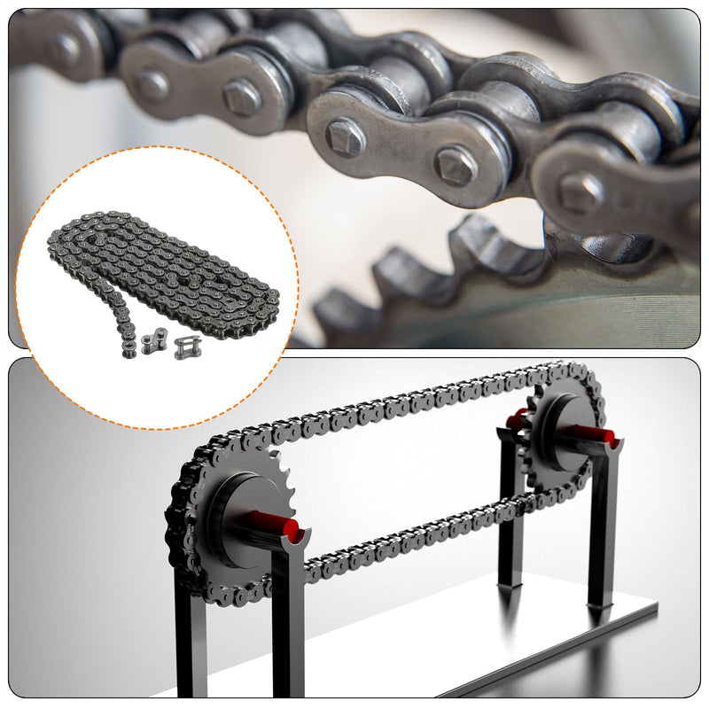 uxcell #25/04C-1 Roller Chain 3 Feet 1/4" Pitch Carbon Steel Roller Chains with 2 Free Master Connector Links for Mini Bikes, Motorcycles, 144 Links