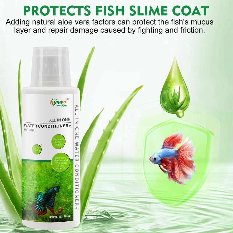 hygger Aquarium Water Conditioner for Freshwater, Neutralizes Chlorine, Chloramines, Heavy Metals, Ammonia & Nitrite, Safe for Fishes and Plants, 300 ML 300ML