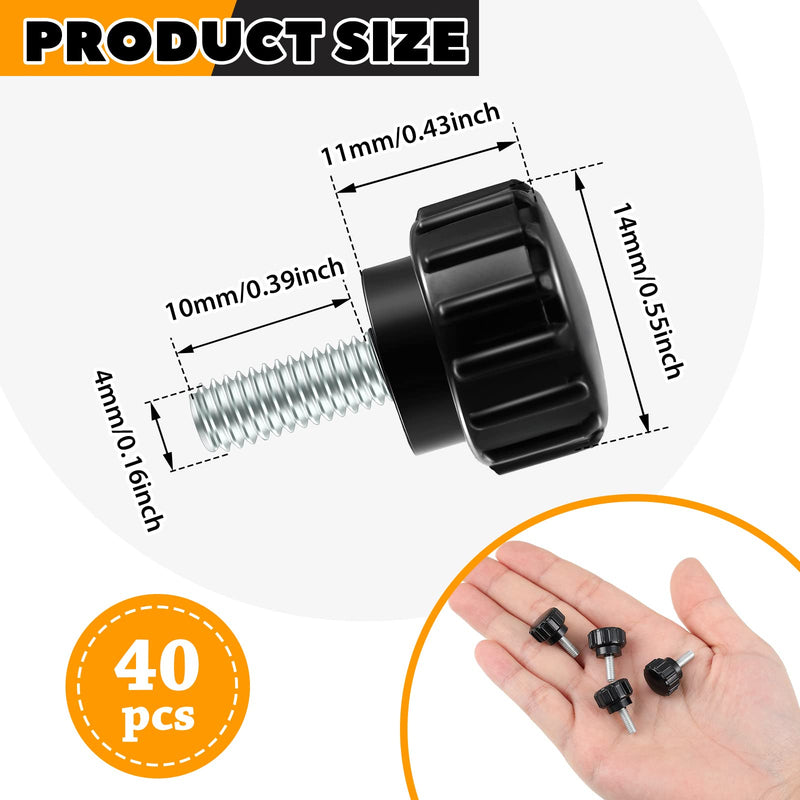 Carbon Steel Threaded Knurled Thumbscrew Screw on Knobs Grips Black Round Clamping Screw, Black (40 Pieces,M4 x 15 mm) 40 M4 x 15 mm - NewNest Australia
