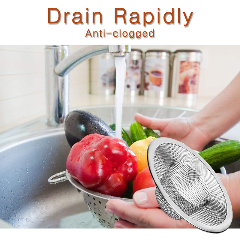 2pcs Heavy Duty Stainless Steel Slop Basket Filter Trap, 2.75" Top / 1" Mesh Metal Sink Strainer, Perfect for Kitchen Sink/Bathroom Bathtub Wash Basin Floor Drain Balcony Drain Hole, Utility… 2.75"