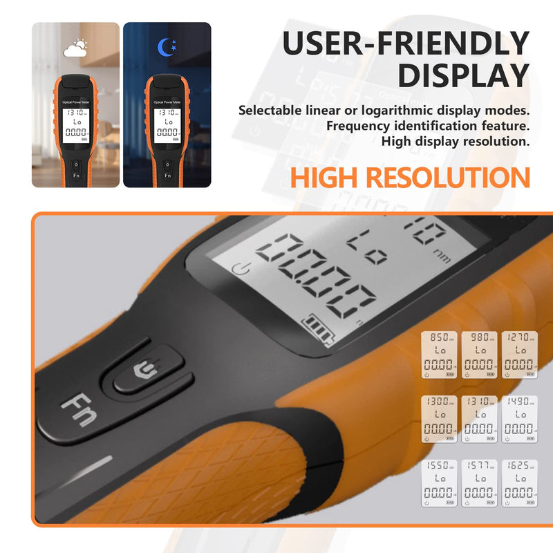 Mini Optic Fiber Cable Tester with 400mAh Lithium Battery, Optical Fiber Power Meter for FC/SC/ST Universal Connector Blue