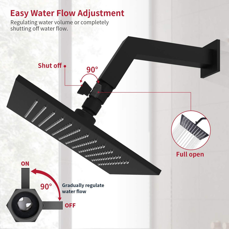 Water Flow Control Valve Brass Shut Off Valve,Matte Black G1/2 Shower Head Flow Control Valve Adjustable Water Volume Valve for Hand Held Shower Head & Bidet Sprayer Matte Black