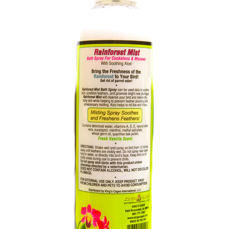 King's Cages Rainforest Mist Bath Spray for Cockatoos & Macaw 8oz. - PawsPlanet Australia
