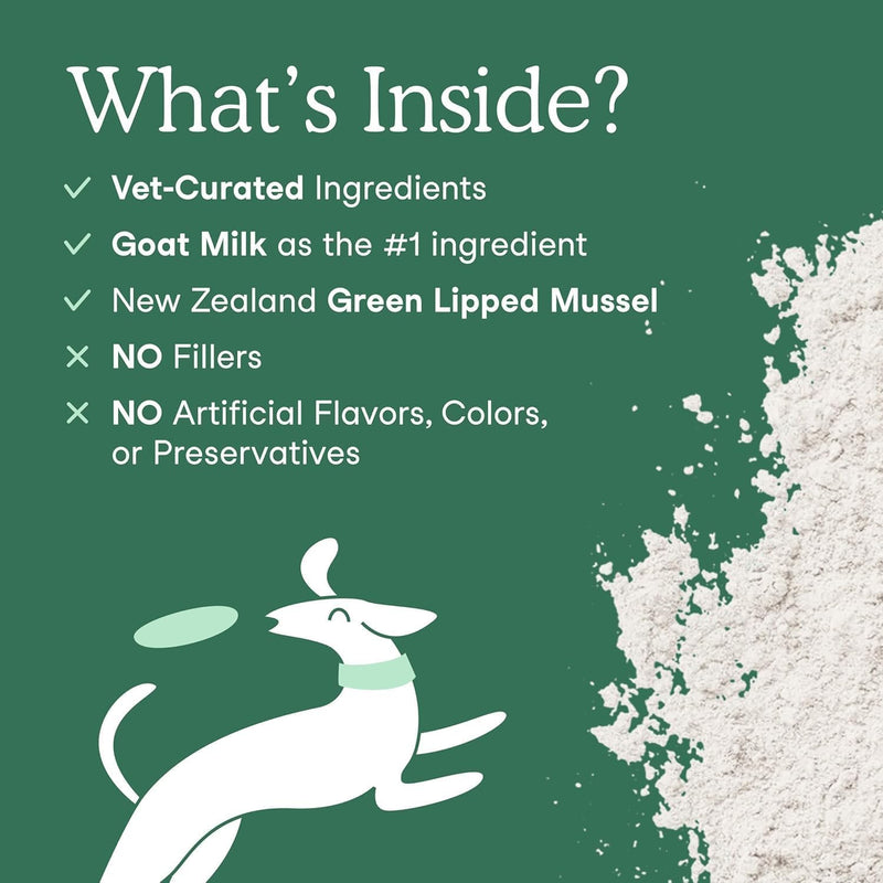 Fera Pets Goat Milk - Cat & Dog Hip and Joint Support with Glucosamine, MSM & Green Lipped Mussel - Supports Flexibility, Mobility & Bone Health - for Picky Eaters - 60 TSP Hip & Joint