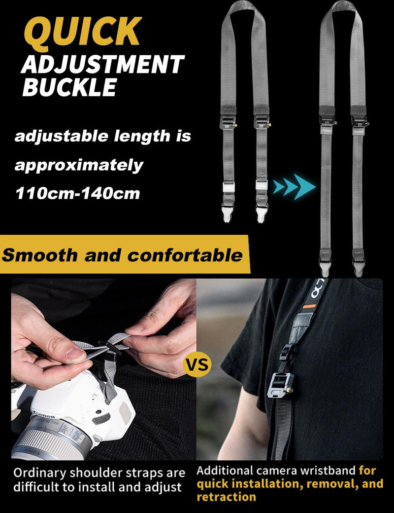 Adjustable Camera Strap with Quick Release,Sling,Neck,Wrist,Shoulder Strap for Photographers for DSLR SLR Gray