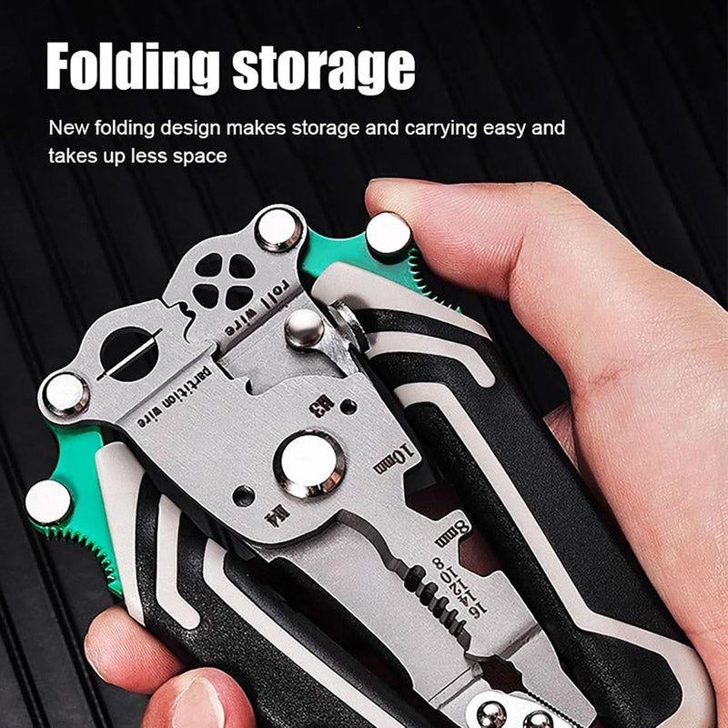18 in 1 Foldable Wire Stripper, 2025 Upgraded Multifunctional Foldable Professional Wire Stripper, Multifunctional Wire Stripper Crimper Cable Cutter Pliers, Wire Stripper Tool (White) White