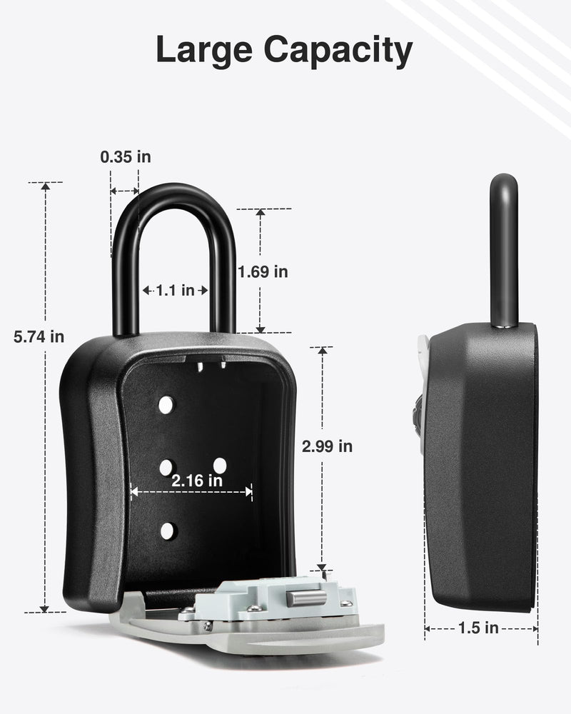 Puroma Lock Box Combination Key Lock Box, Wall-Mounted Portable Storage Lockbox for Keys with Resettable Code, Outside Safe Security Box for House, Apartment, Office Key Storage (1 Pack, Gray) 1