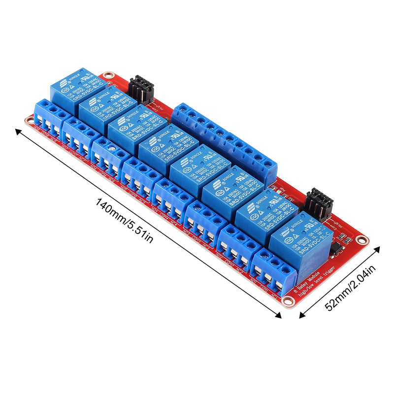 2Pcs 8 Channel 5V Relay Module High Low Level Trigger with Optocoupler Isolation Load 8 Ways Relay Switch Module DC 30V AC 250V 10A Home Intelligent Control Module