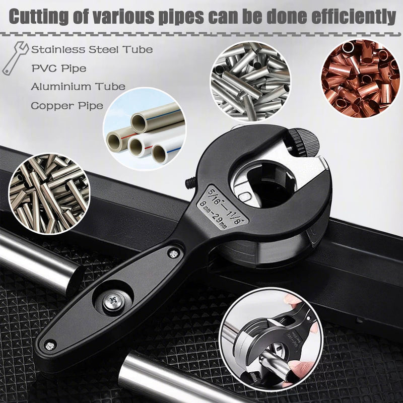 Ratcheting Tubing Cutter, Copper Pipe Cutter, Tubing Cutter 5/16" To 1 1/8", 2 in 1-360° Close Quarters Tube Compact Cutter with Deburring Tool, Pex Cutter Tool for Cutting Copper and Metal Pipes.