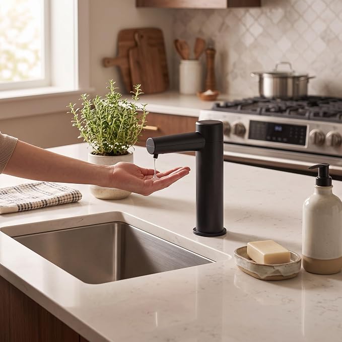 Automatic Touchless Dish Soap Dispenser for Kitchen Sink, Two Adjustable Dispensing Sink Soap Pumps, 38" Tube, Leak-Proof Plug-in, Built-in Fit for Bathroom Commercial (Black) Black - NewNest Australia