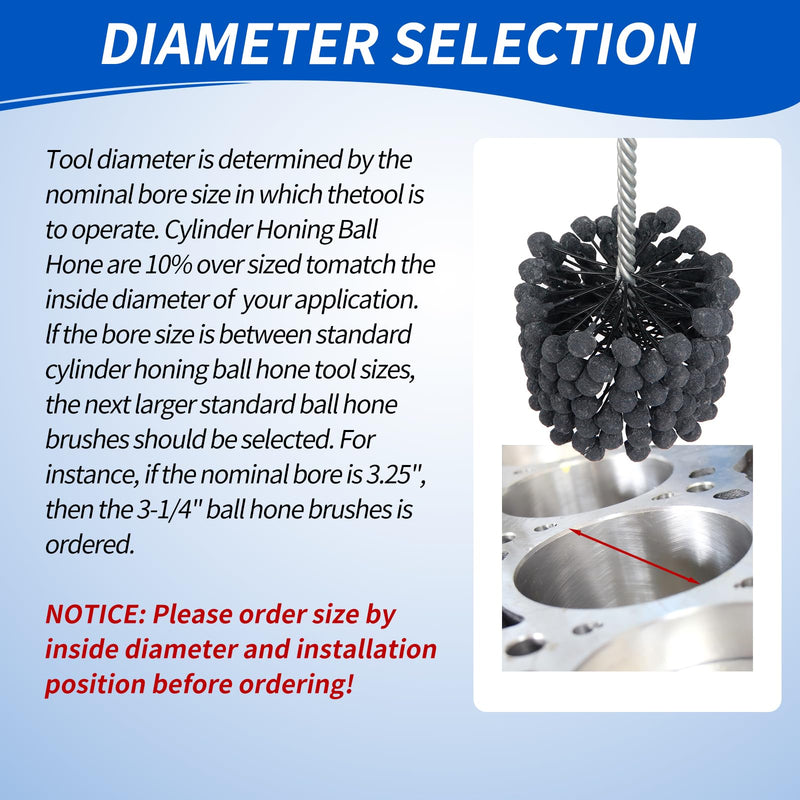 Cylinder Honing Ball Brushes 3.25" (83mm) Diameter 240 Grit Silicon Carbide Compatible with GB41824, Cylinder Honing Deburring Tool for Hydraulic, Pneumatic cylinders, Engine, Brake cylinders 240.0