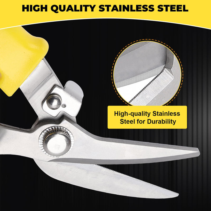 Tin Snips for Cutting Metal Sheet, Upgrade Heavy Duty Aviation Tin Snips with Sharp Stainless Steel Blade, Professional 8IN Straight Cut Metal Snips for Sheet Metal, Aluminum, Cardboard, Cable
