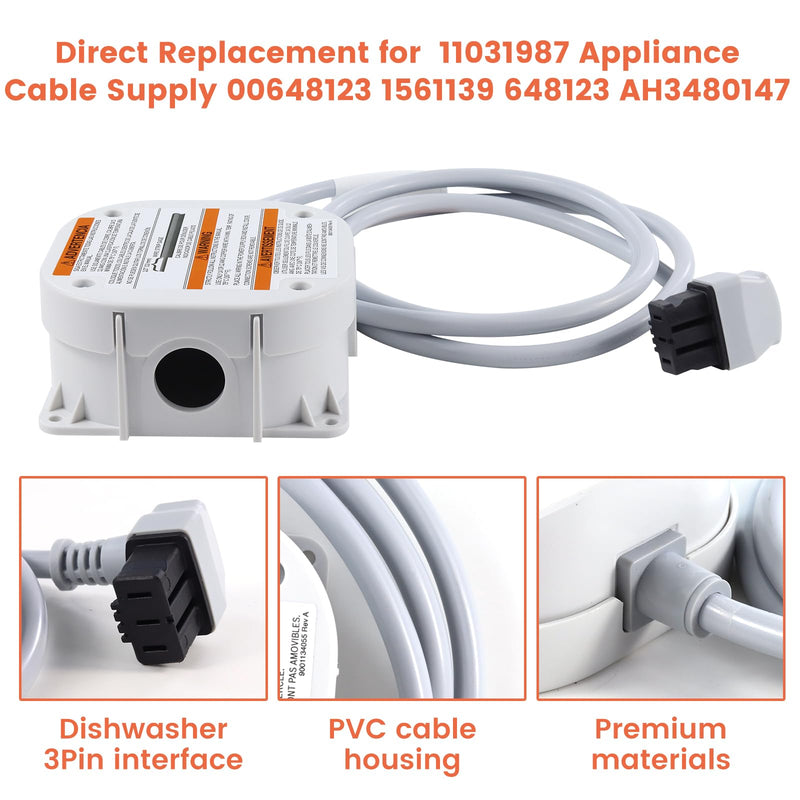 11031987 00648123 Dishwasher OEM Junction Box Kit Replaces 752018 | Replaces 11031987 00648123 00752018 648123 752018. Original OEM dishwasher junction box kit for secure and safe connections.