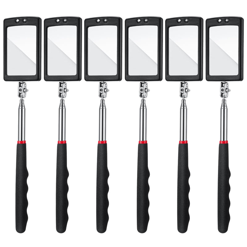6 Pcs LED Telescoping Inspection Mirror,Retractable LED Mechanical Mirror Tool,Under Vehicle Inspection Mirror,Car Visual Reflector,Retractable Under Vehicle Detection Mirror Repair Tool
