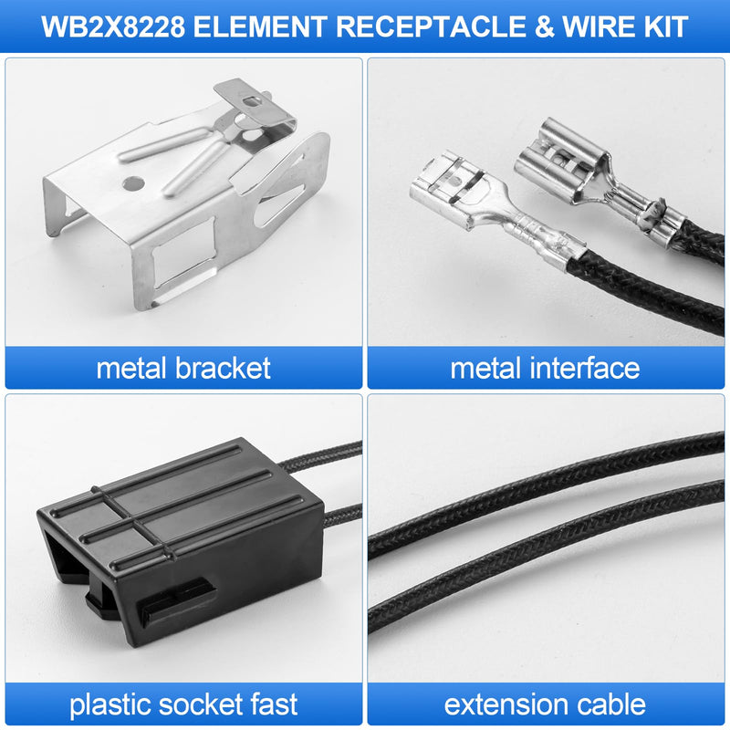 WB2X8228 Element Receptacle and Wire Kit, Compatible with GE Electric Ranges Electric Stove Burners Parts, Replaces AP2013499 PS242972 250535