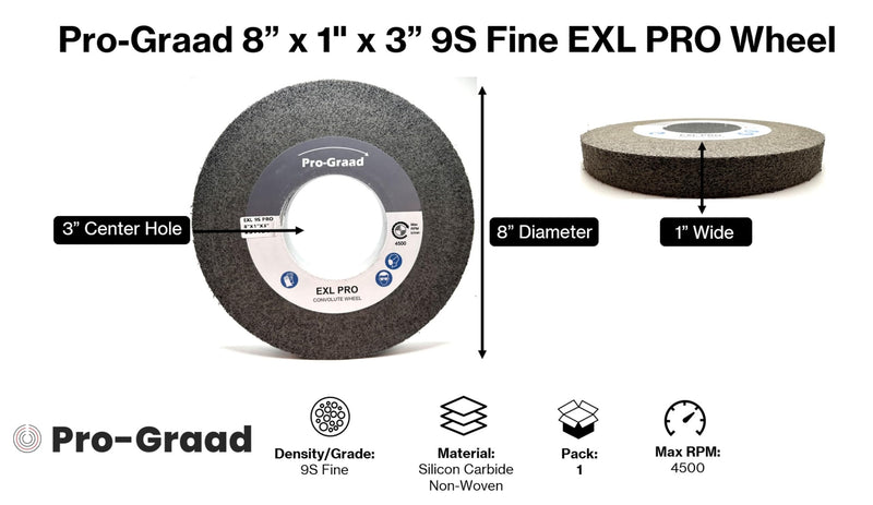 EXL PRO Convolute Deburring Polishing Wheel - 8" x 1" x 3" 9S Fine Silicon Carbide - Professional Grade - Metal Deburring, Finishing and Polishing Wheel - (1 Pack) 8" x 1" x 3"