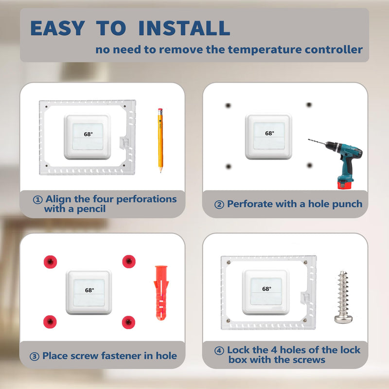 Large Thermostat Lock Box Cover with Key, Clear Thermostat Cover with Lock Compatible With Honeywell Home Thermostat On Wall, AC Lock Box Cover with Key Fits Thermostats 5"H x 6" W or Smaller 1 PCS Key lock