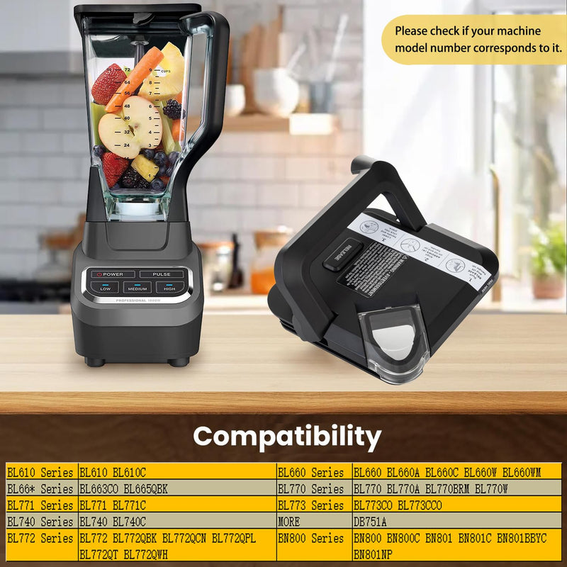 Blender Lid Replacement for Ninja 72 OZ Pitcher Locking Lid, Top Lid Cover Parts for BL610 BN750 BN751 BN800 BN801 CO610B Series,Compatible with NEW Model Pitcher with Rim Extension Only