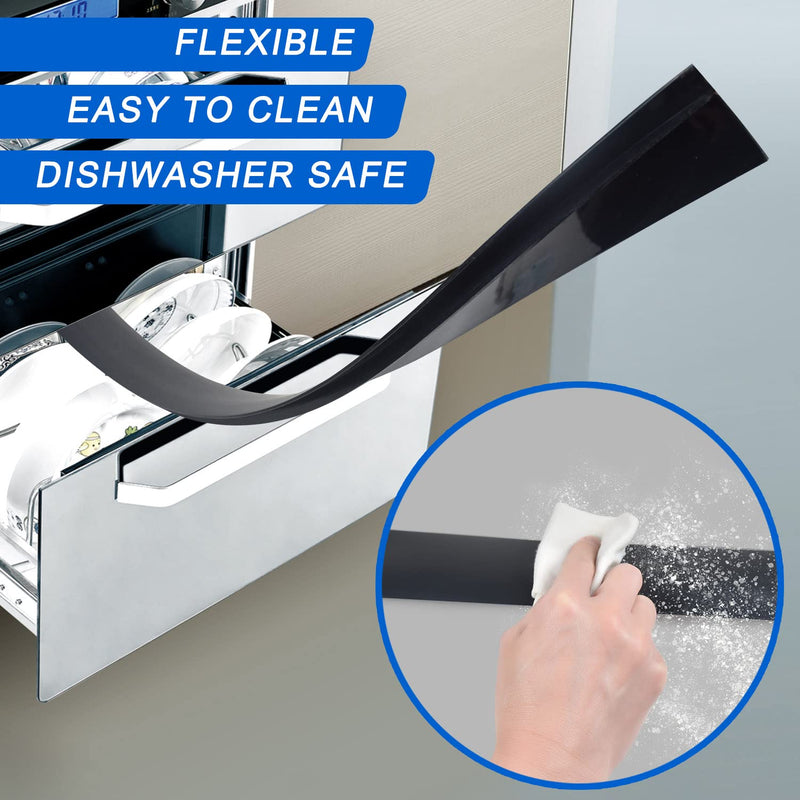 Silicone Stove Counter Gap Cover (2 Pack),Easy Clean Heat Resistant Wide & Long Kitchen Stove Gap Filler,Seals Spills Between Counters, Oven, Stovetops, Washing Machines, Washer, Dryer(25in, Black) 25 inches
