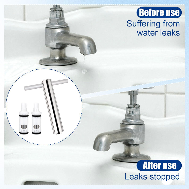 3pcs Faucet Cartridge Replacement Kit with Removal Tool, Cartridge Retainer Removal Tool Compatible with Moen 1224 1224 B for Double Handle Kitchen Tub Shower Bathroom Bathtub Valve Repair Parts