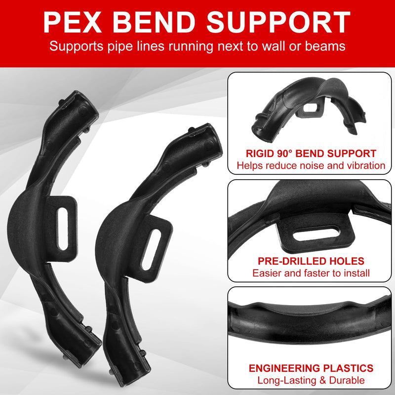 20 Pcs 3/8" - 1/2" Pex 90 Degree Elbow Plastic Tubing Bend Support Black Pex Fittings Pex Clamps Tube Holder 1/2 Inch