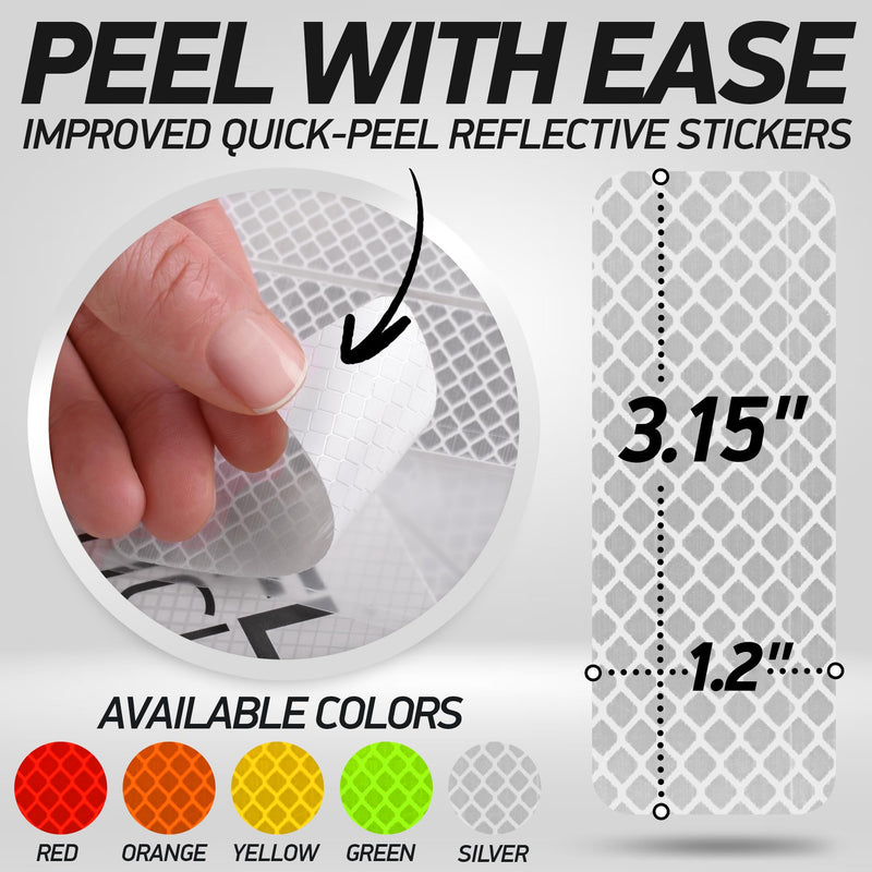 Reflective Safety Tape Stickers | 3M Diamond Grade | Mixed Colors | 1.2″ x 3.15″ | 20-Pack | Safety Warning Tape for Helmets, Cars, Mailboxes & More