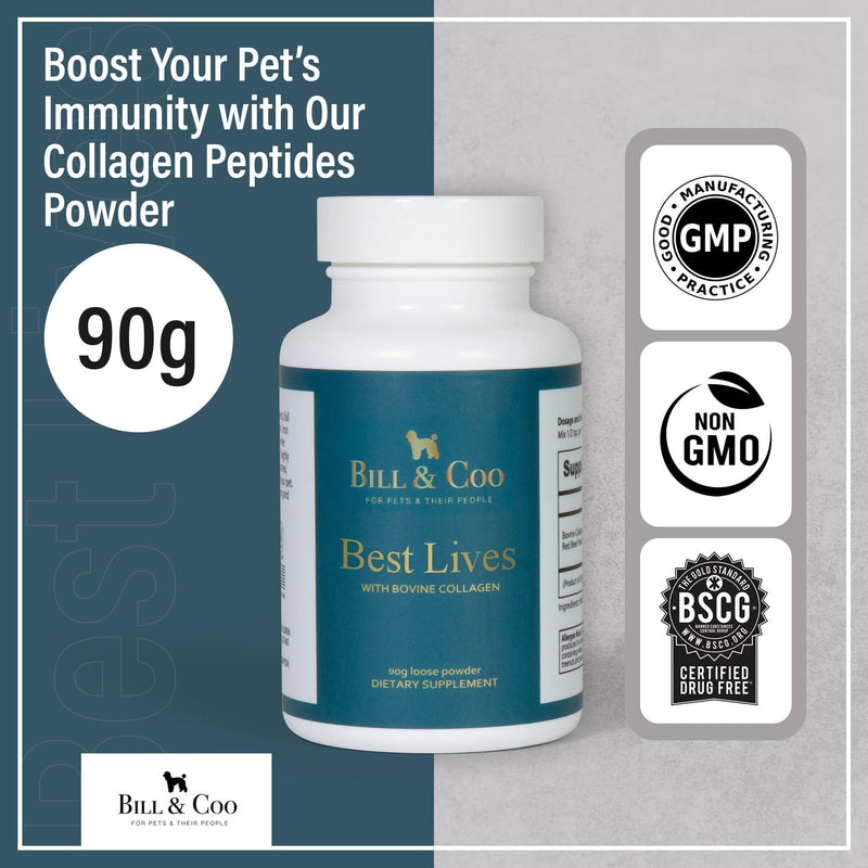 BILL & COO Best Lives Fiber Supplement with Bovine Collagen Peptides & Beetroot Powder for Dogs - Promotes Digestive, Heart and Liver Support - Dog Joints Supplement Formula - 90g