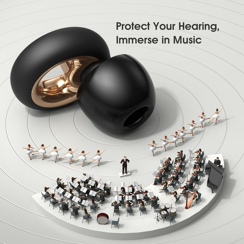 Ear Plugs for Sleeping Noise Cancelling, Soft Ear Plugs for Concert, 45dB Reusable Ear Plugs for Noise Reduction with 8 Ear Tips, Silicone Hearing Protection Earplugs for Sleep, Work (Black) Black