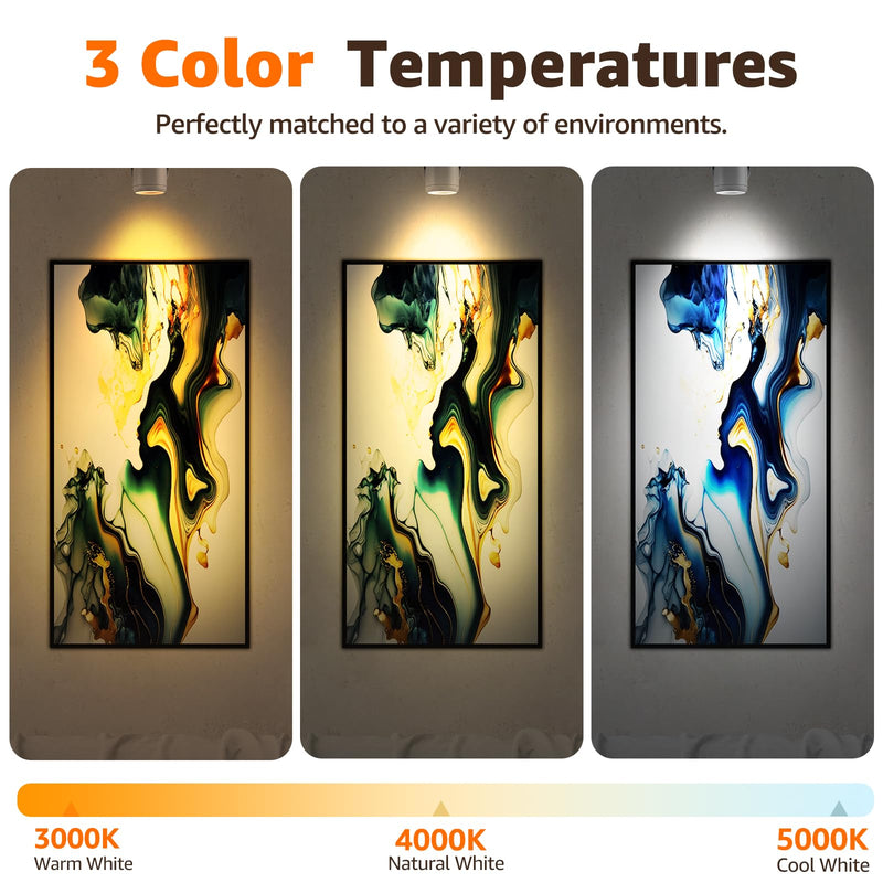 3W Uplighting Indoor LED Spot Lights Indoor with Timer 3000K/4000K/5000K Floor Spotlight Indoor Uplights Dimmable Plug in Up Lights Indoor Spotlight for Plants Picture Artwork, 2 Pack
