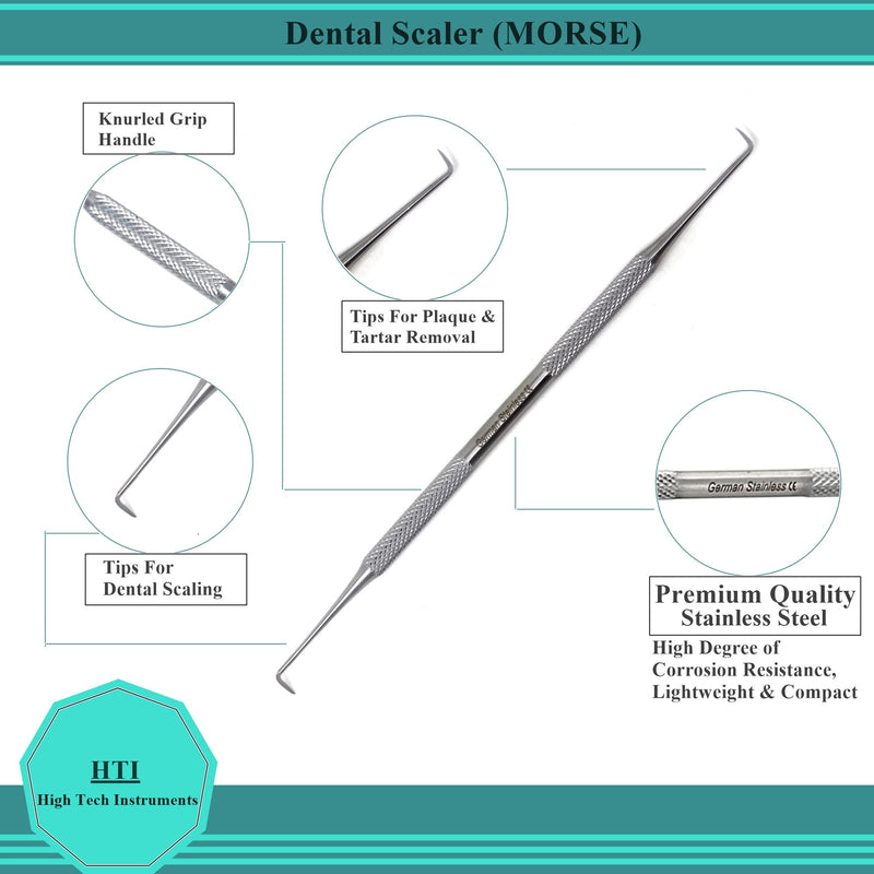 6 Dental Sickle Scalers Double Ended Probes for Professional Teeth Cleaning Calculus Plaque & Tartar Remover - Made of Stainless Steel for Oral Care with Knurled Handle, Different Double Ended Picks Silver