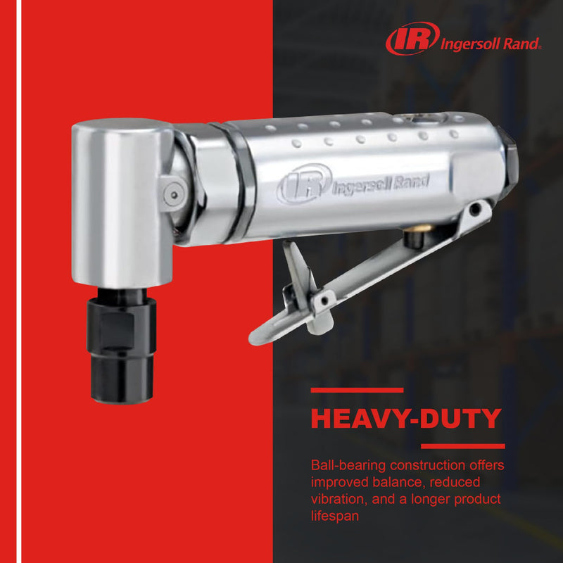 Ingersoll Rand 301B Air Die Grinder – 1/4", Right Angle, 21,000 RPM, Ball Bearing Construction, Safety Lock, Aluminum Housing, Lightweight Power Tool, Black Metal Housing 301B - Air Angle Die Grinder