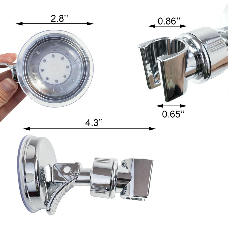 BlingKingdom 2pcs Adjustable Shower Head Holders, No Drill Shower Mounting Brackets Removable Handheld Showerhead Clips Bathroom Suction Cup Handheld Shower Head Bracket (Silver)