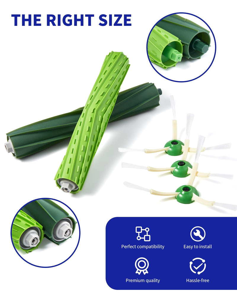 Replacement Parts & Accessories for iRobot E, I & J Series, Combo i5, j5 Series Robot Vacuum, Dual Multi-Surface Rubber Brushes & 3 HEPA Filter & 3 Edge-Sweeping Brushes e i j series