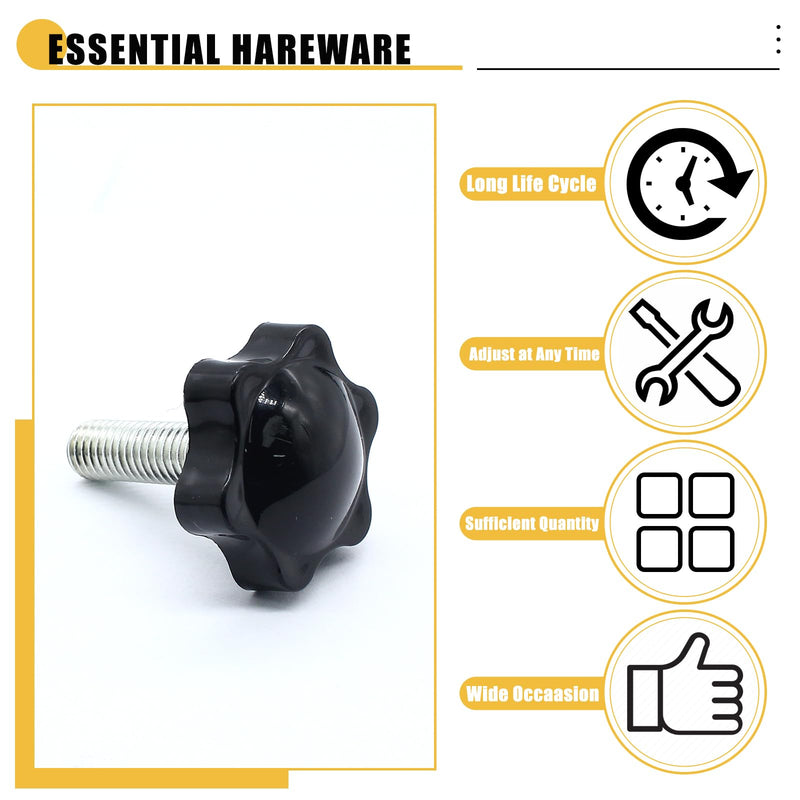 M8 x 25mm Thread Clamping Knob,Hex Star Knurled Thumb Screw Knobs,Tightening Screws Nuts Knob,6 Star Hand Knob Pack of 6 Onesize