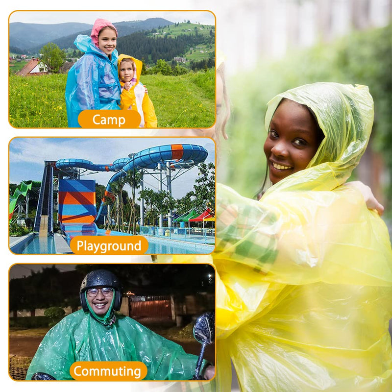 6 Pcs Disposable Emergency Rain Ponchos, Waterproof Raincoat In Keychain Ball, Adult Rainwear for Camping, Cycling One Size 6 Colors