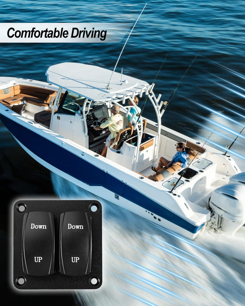 Marine Trim Tab Double Rocker Switch Kit Fit for Recreational Fishing Sail Workboats Marine Adjustment Plate, 12V 24V 36In Dual Joystick Switch Kit Replace 10222211D 10222211