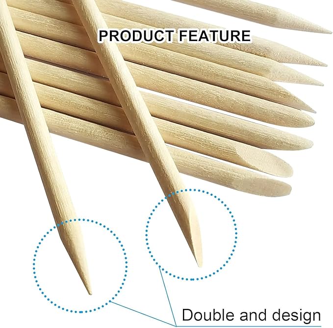 JUTOSU Orange Wood Sticks, Polish Nail Art, Nail Sticks, Nail Pusher, Nail Care Tool, Protruding Nail Correction, Easy Cuticle Treatment, Multi-functional, Wooden DIY (Set of 20) - NewNest Australia