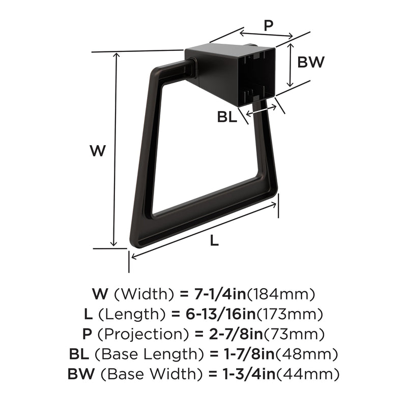 Amerock BH36002ORB | Oil Rubbed Bronze Towel Ring | 6-13/16 inch (173 mm) Width Towel Holder | Blackrock | Hand Towel Holder for Bathroom Wall | Small Kitchen | Bath Accessories