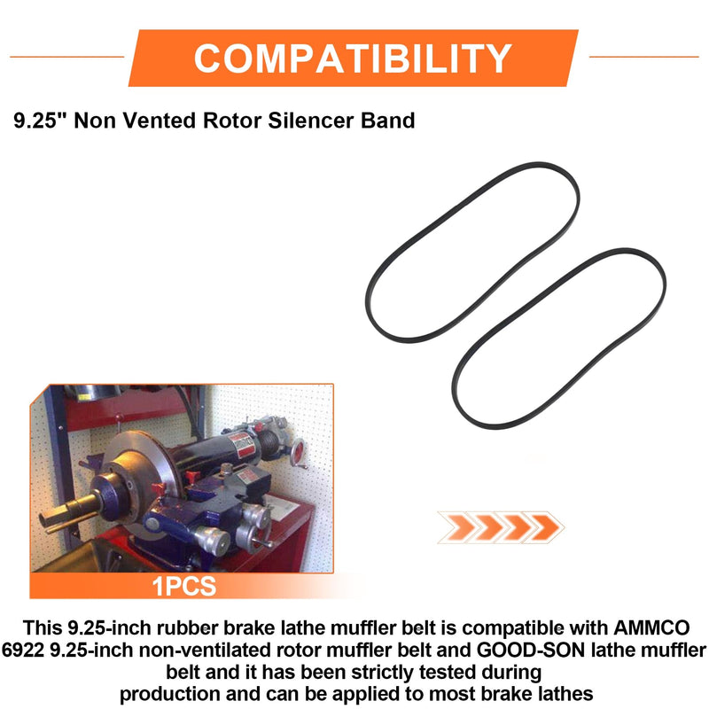 9.25" Non Vented Rotor Silencer Band Fits for Large Non-Vented Rotors, Replacement Part for AMMCO 6922 and GOODSON Rubber Brake Lathe Silencer Band, 2 Pack