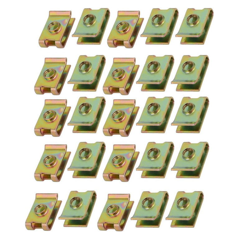 uxcell 25pcs Spring Steel Speed Fastener U Nut Brass Tone for M5 Screw Bolt