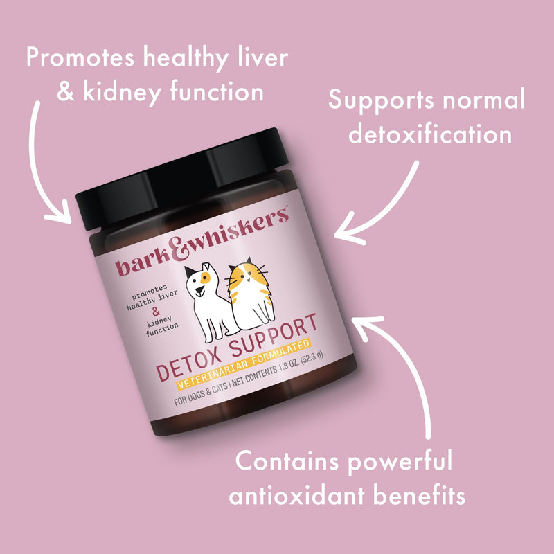 Bark & Whiskers Detox Support for Dogs & Cats, 1.8 Oz. (52.3 g), Promotes Healthy Liver & Kidney Function, Veterinarian Formulated, Non-GMO, Dr. Mercola - PawsPlanet Australia