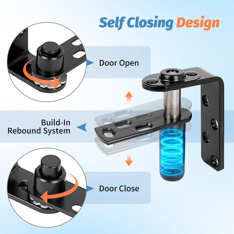 Heavy Duty Saloon Door Hinges, 304 Stainless Steel Black Double Swing Self-Return Door Hinges for Cafe, Bar, Barn, Courtyard, 1 Pack