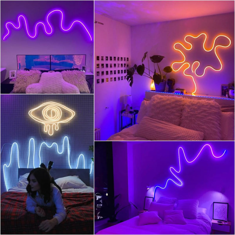 Neon Rope Light Mounting Brackets, 100PCS Neon Lights Install Fixing Clips Accessories for 6x12mm LED Neon Flexible Strip Lighting, Neon Signs DIY(100 Screws, 100 Clips)