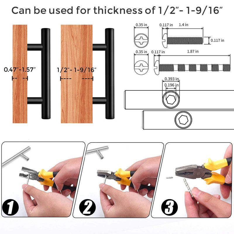 10 Pack |5'' Cabinet Pulls Matte Black Stainless Steel Kitchen Cupboard Handles Cabinet Handles 5”Length, 3” Hole Center 10-Pack 5 Inch (3 Inch Hole Center)
