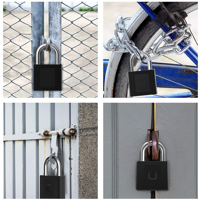 Gate Padlock Combination Padlock: Fingerprint Phone App Locker Lock eLinkSmart - Keyless Padlock Outdoor Waterproof Heavy Duty 1CM Shackle Support iOS Watch