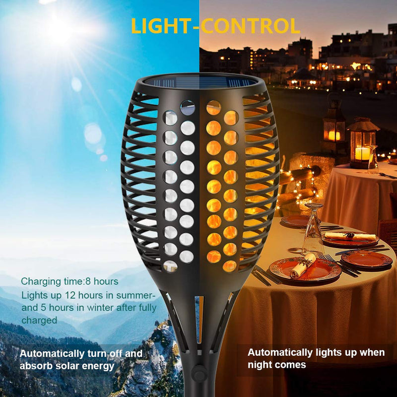 Aityvert Solar Lights, 43" Flickering Flames Torch Lights Outdoor Waterproof Landscape Decoration Lighting Dusk to Dawn Auto On/Off Security Flame Lights for Yard Garden Pathway Driveway 4-Pack 4 Pack