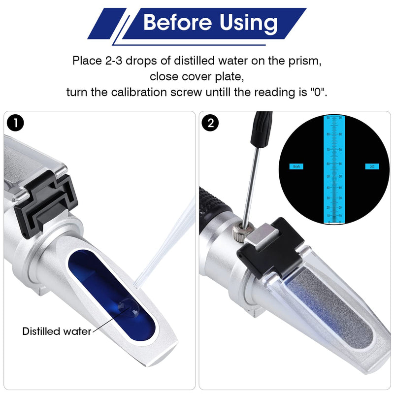 Brix Meter Refractometer 0~90%, Handheld Brix Refractometer, High Accurate Brix Measurement Tool with ATC for Fruit, Beverages&Juice, Honey, Maple Syrup, Molasses and Other Sugary Drink Brix: 0~90%