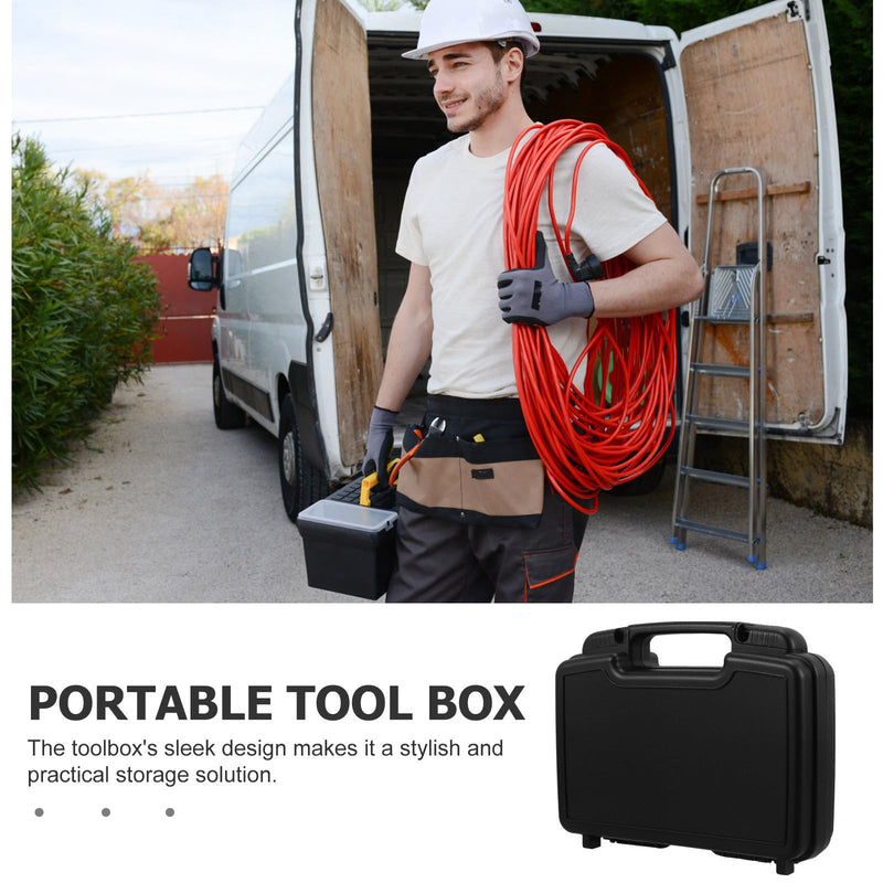 ARTIBETTER Portable Toolbox Storage Case Black Pp Plastic Tool Box with Reinforced Corners and Locking Mechanism Compact Carrying Case for Travel and Outdoor Use