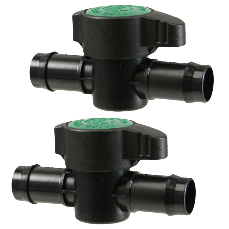 2-Pack In-Line Barbed Ball Valve for 3/4 Inch Tubing - Regulate and Shut-Off/On Water Flow 21mm (3/4" Tube .810 - .820 ID)