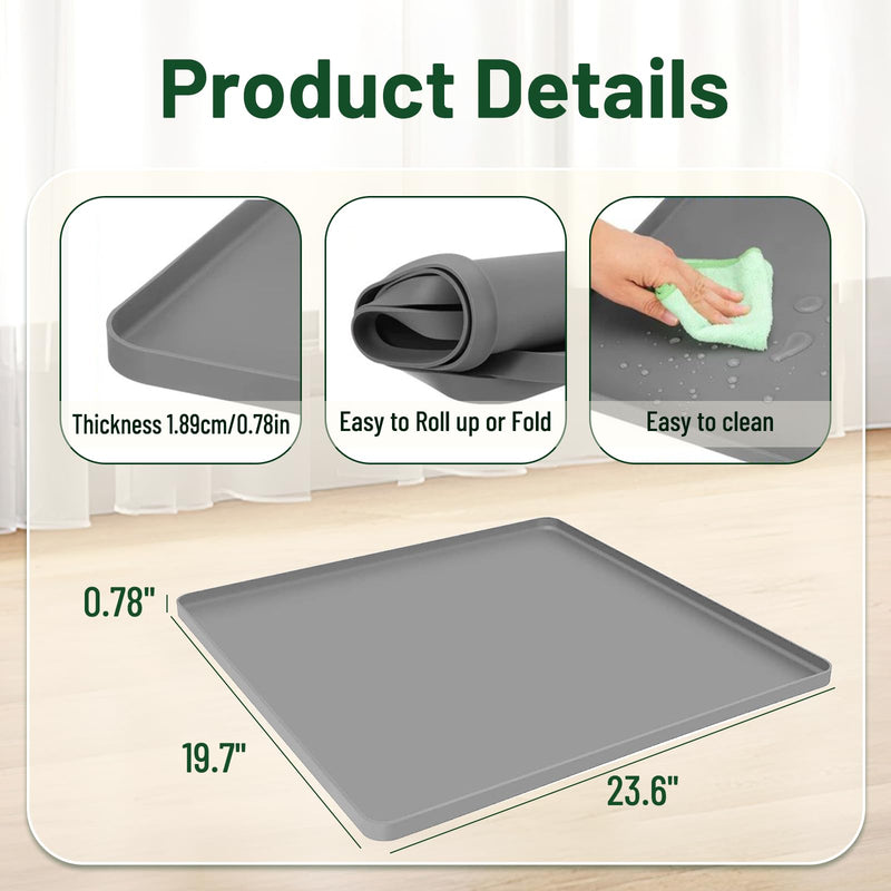 Portable Air Conditioner Silicone Drip Mat, 23.6''x19.7''x0.78'' Portable AC Drip Pan,Under Portable AC Drip Tray with Raised Edge,Spill-Proof- Ideal for Ice Makers, Humidifiers, Dehumidifier- Grey